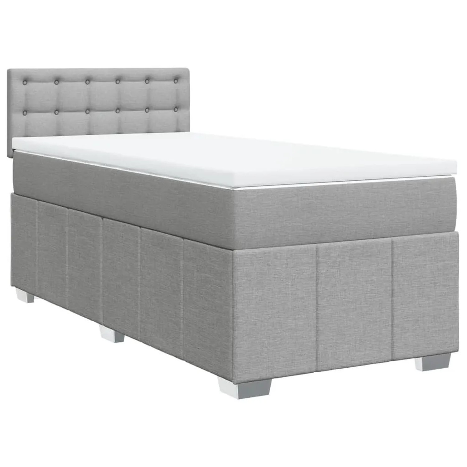 vidaXL Boxspringbett mit Matratze Hellgrau 90x190 cm Stoff 3289237
