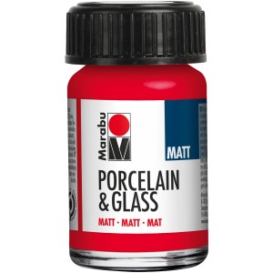 Marabu Starter-Set Porzellanfarbe & Glasfarbe Matt 15ml, Farbe Kirsche.