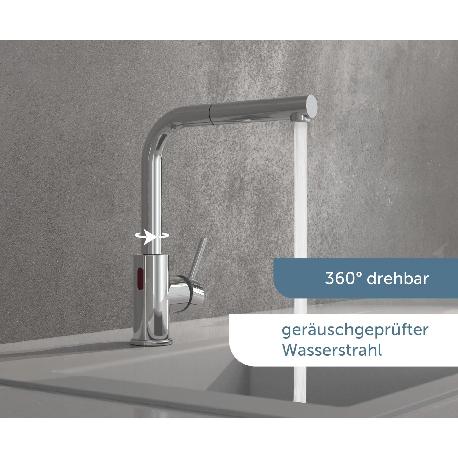 SCHÜTTE VITAL Sensor-Küchenarmatur – Schwarz, Mit Ausziehbarer Brause, Berührungslos, Spart Wasser