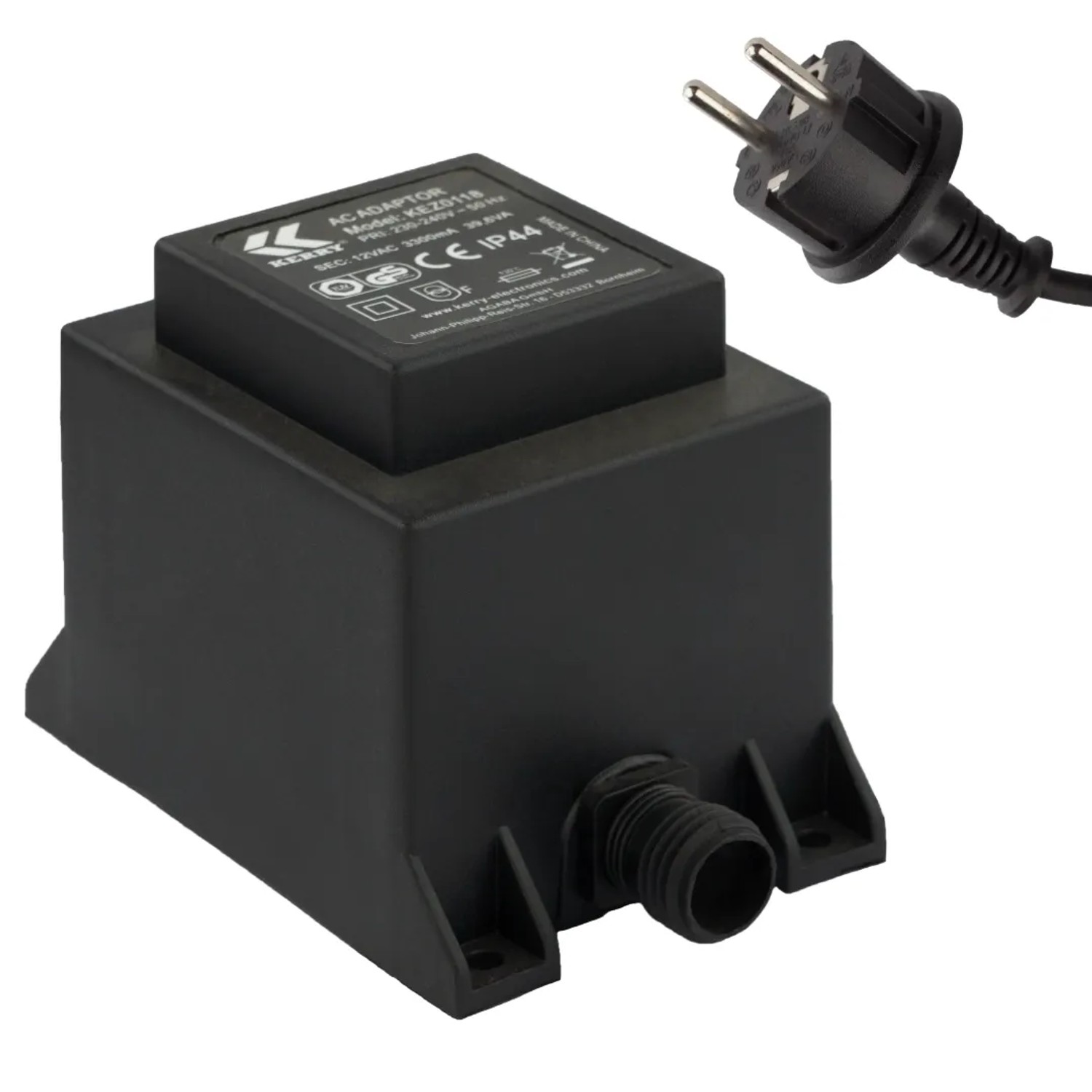 Kerry Electronics Trafo 39,6W 12V/AC IP44 Netzkabel 2-Pin-Stecker