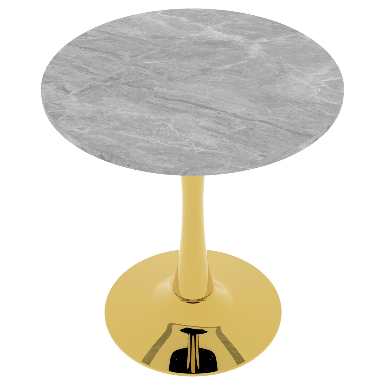 okwish Couchtisch mit Marmor Tischplatte Wohnzimmer Esszimmer 70x70x72cm Gold Grau