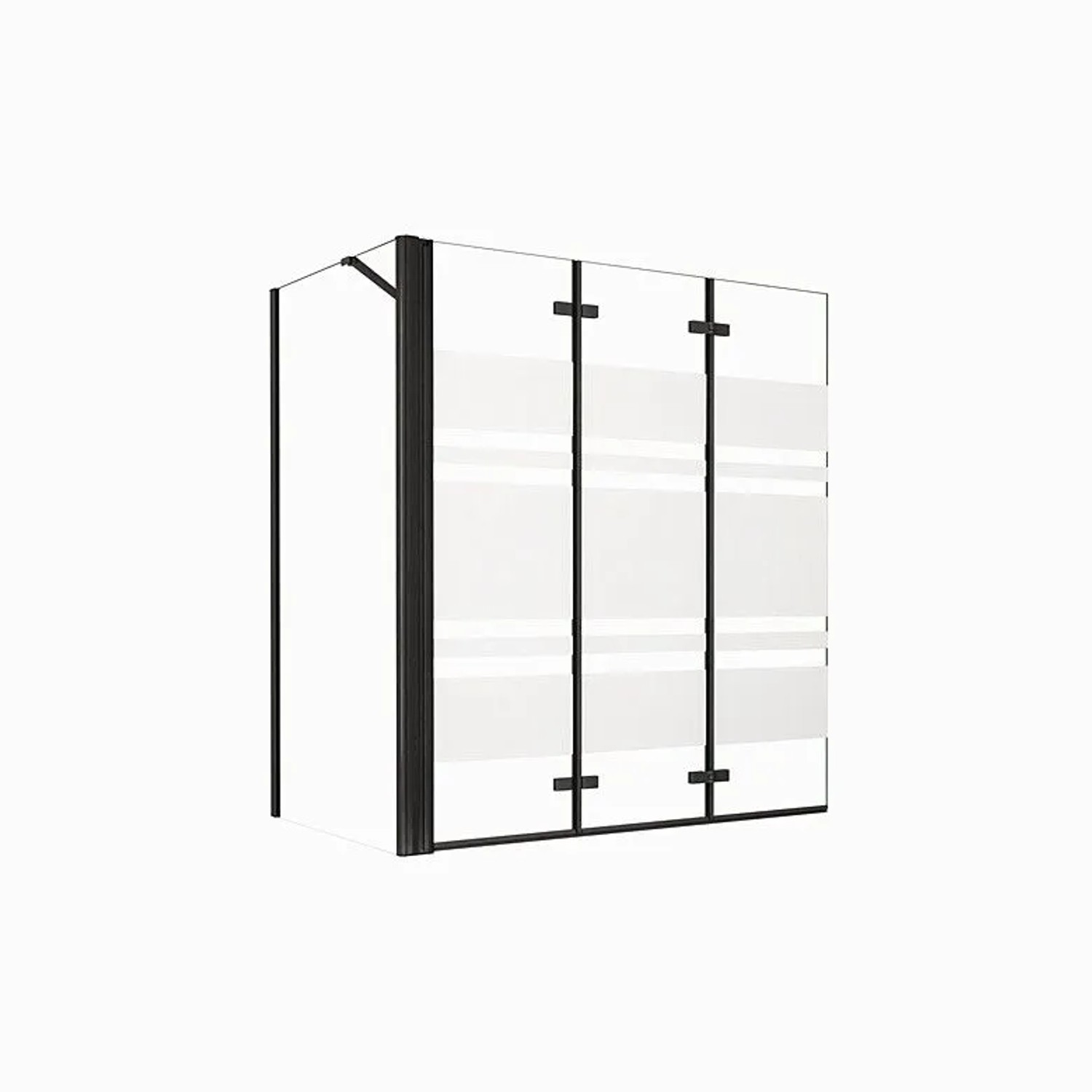 Duschparadies 140 x 140 cm Badewannenaufsatz Mit 75 cm Seitenwand 3-tlg Faltwand 6mm NANO ESG-Sicherheitsglas Duschabtrennung Eck Schwarz
