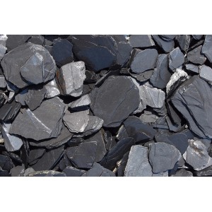 Graphit-schwarze Schieferplättchen, 30-70 mm, Zierkies für Garten und Landschaftsbau.