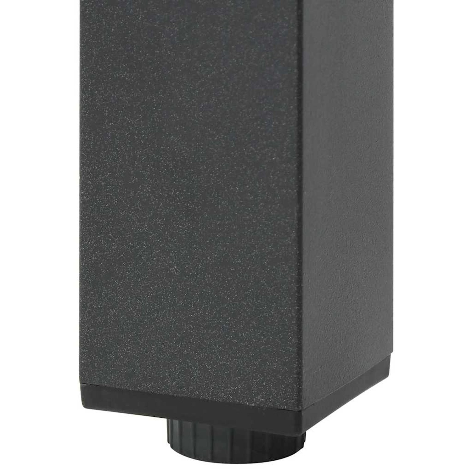 Detailaufnahme: Schwarzer Tischfuß aus Aluminium und Glas vom vidaXL Gartentisch.