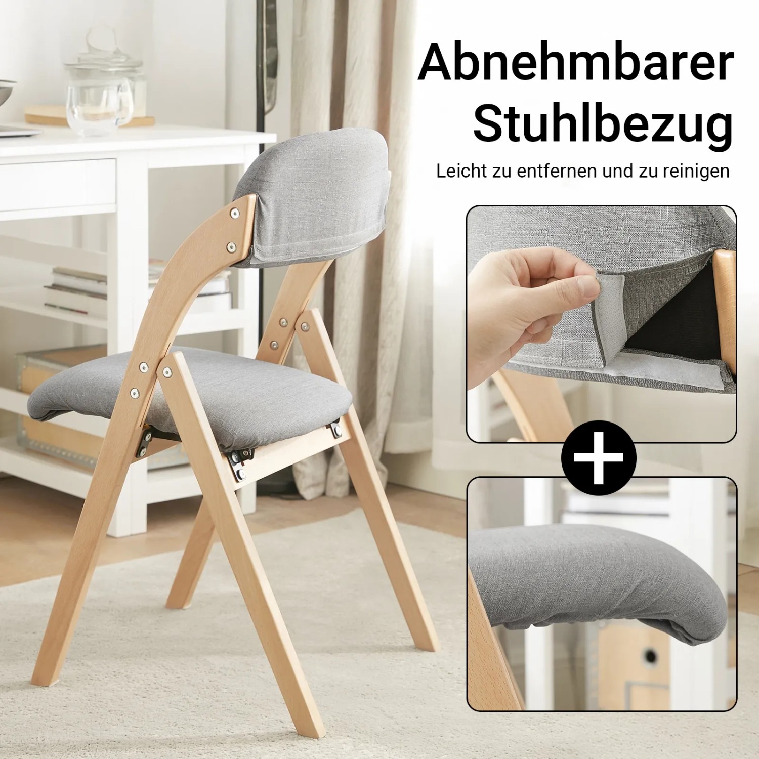 SoBuy 2er Set Esszimmerstuhl Klappstuhl Küchenstuhl Polsterstuhl mit Lehne Grau FST92-Nx2_6