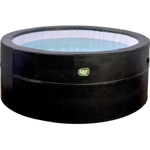 Schwarzer EXIT Leather Premium Whirlpool für 4 Personen, aufblasbarer Pool mit Lederoptik.
