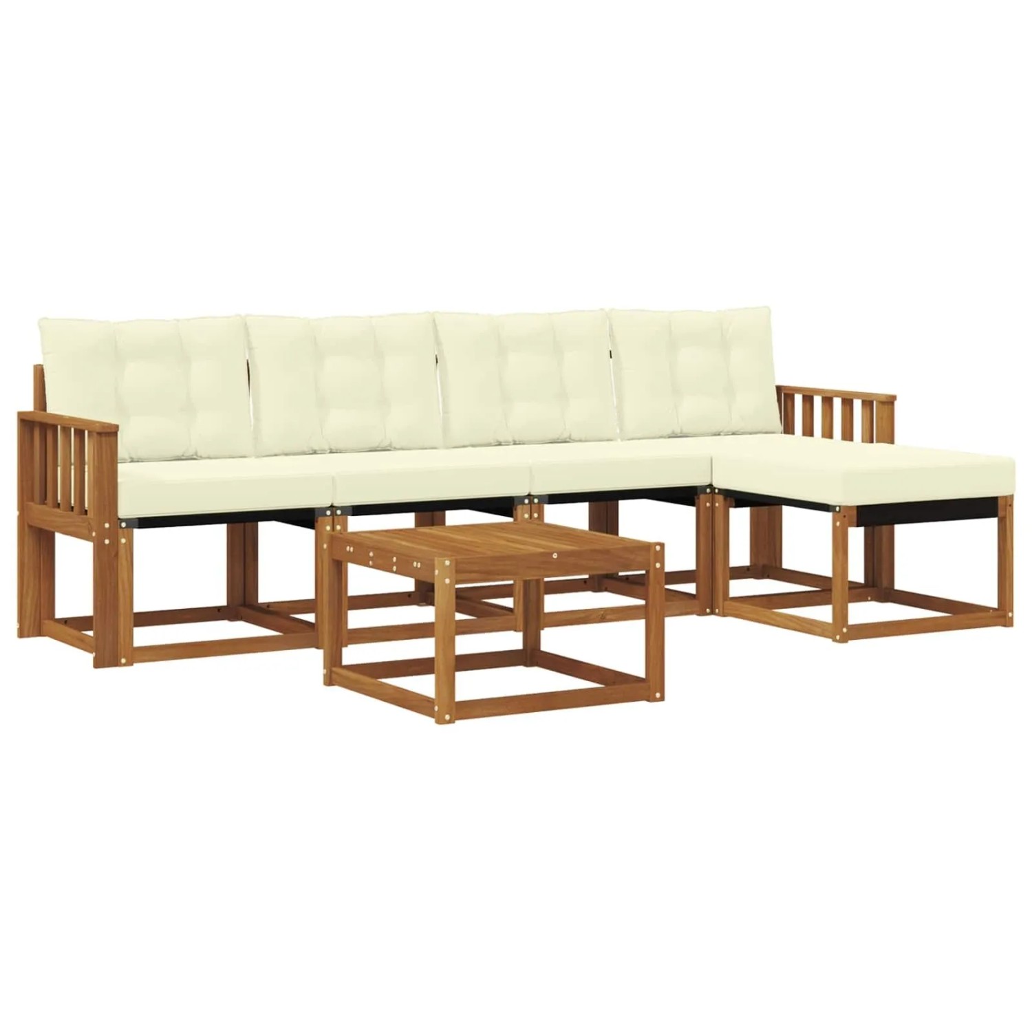 vidaXL Outdoor-Sofagarnitur mit Kissen 6-Tlg Natur und Creme 3368589