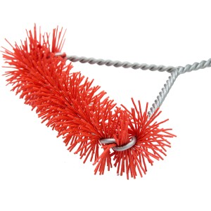 Char-Broil Grillbürste Cool Clean 360° mit roten Borsten für die Grillreinigung.