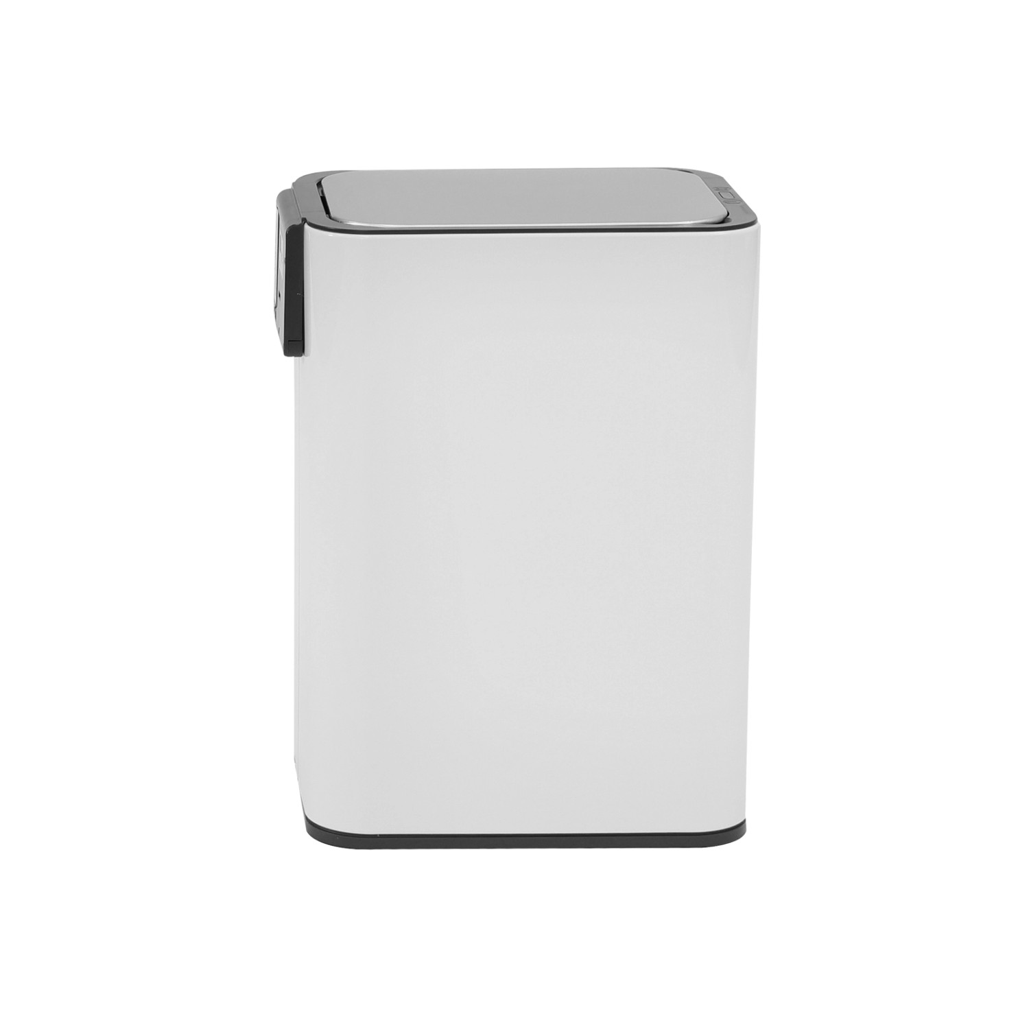 Weißer Svita SE13L Sensormülleimer/Abfalleimer mit silbernem Deckel.