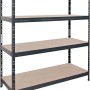 Anthrazitfarbenes Ar Shelving Schwerlast Steckregal Rivet XL mit vier Böden.