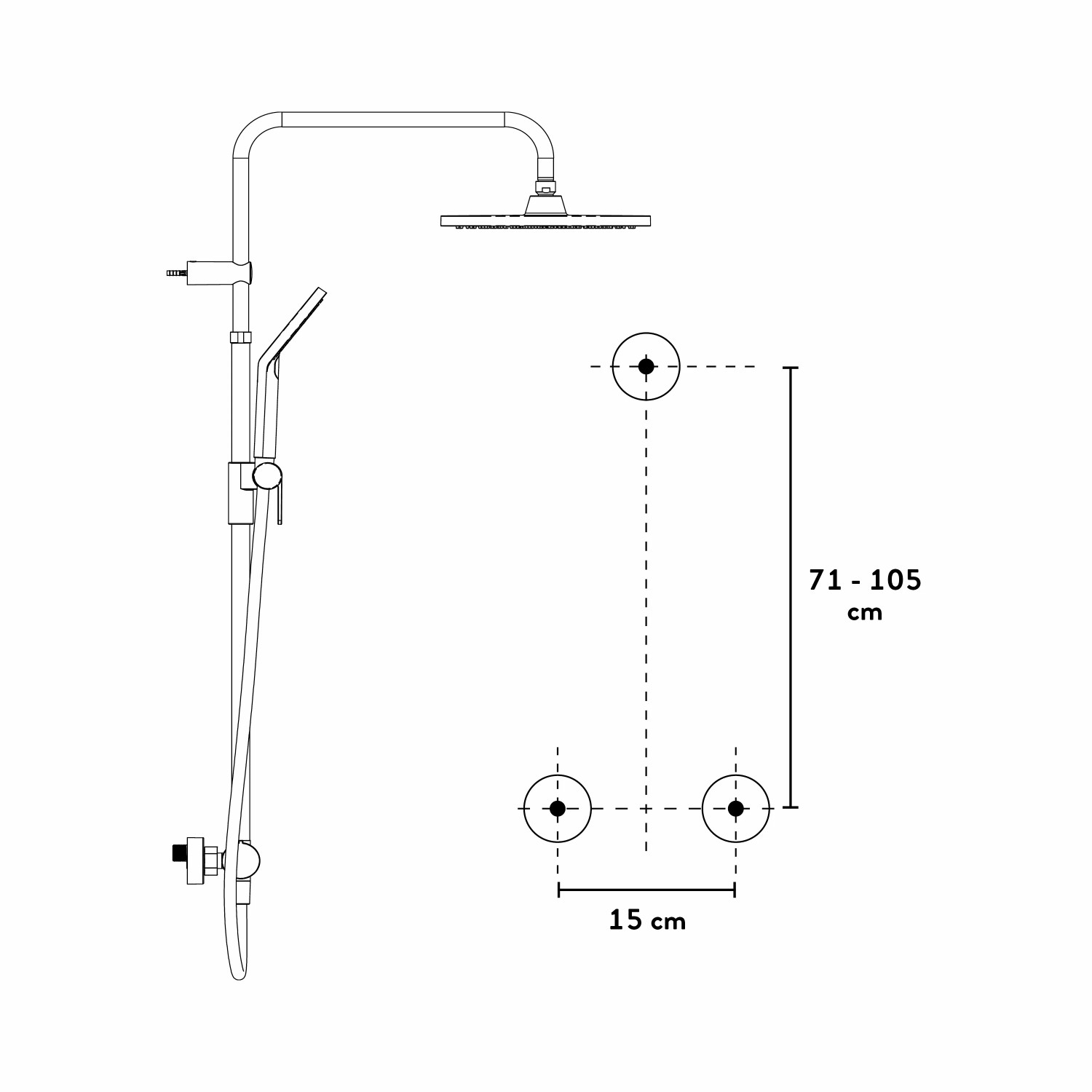 baliv Überkopfbrause-Set KBS-22.21 in Edelstahloptik mit Hand- und Kopfbrause sowie Thermostat-Armatur.