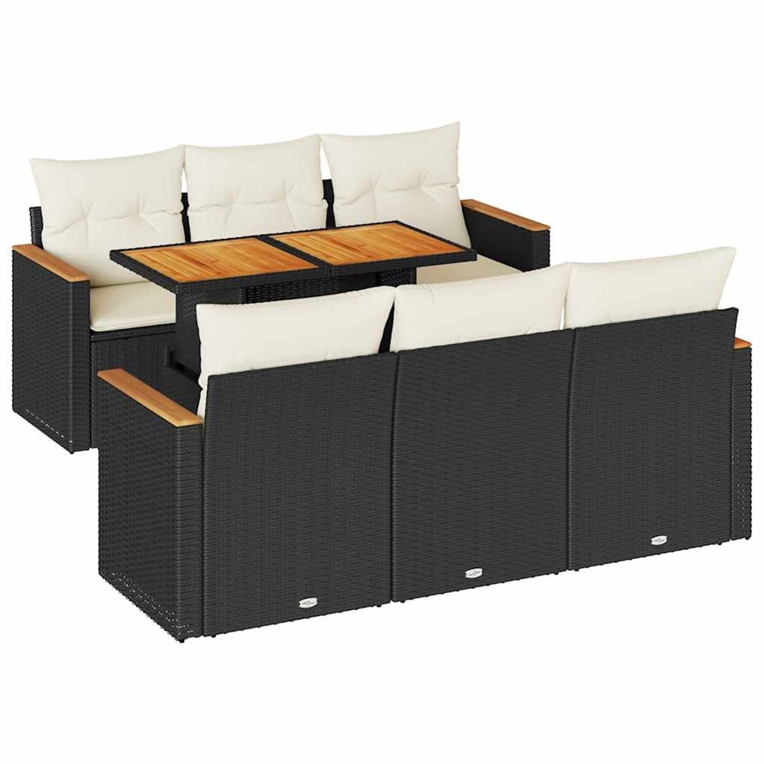 vidaXL 7-Tlg Garten-Sofagarnitur mit Kissen Schwarz Poly Rattan 3327444 günstig online kaufen