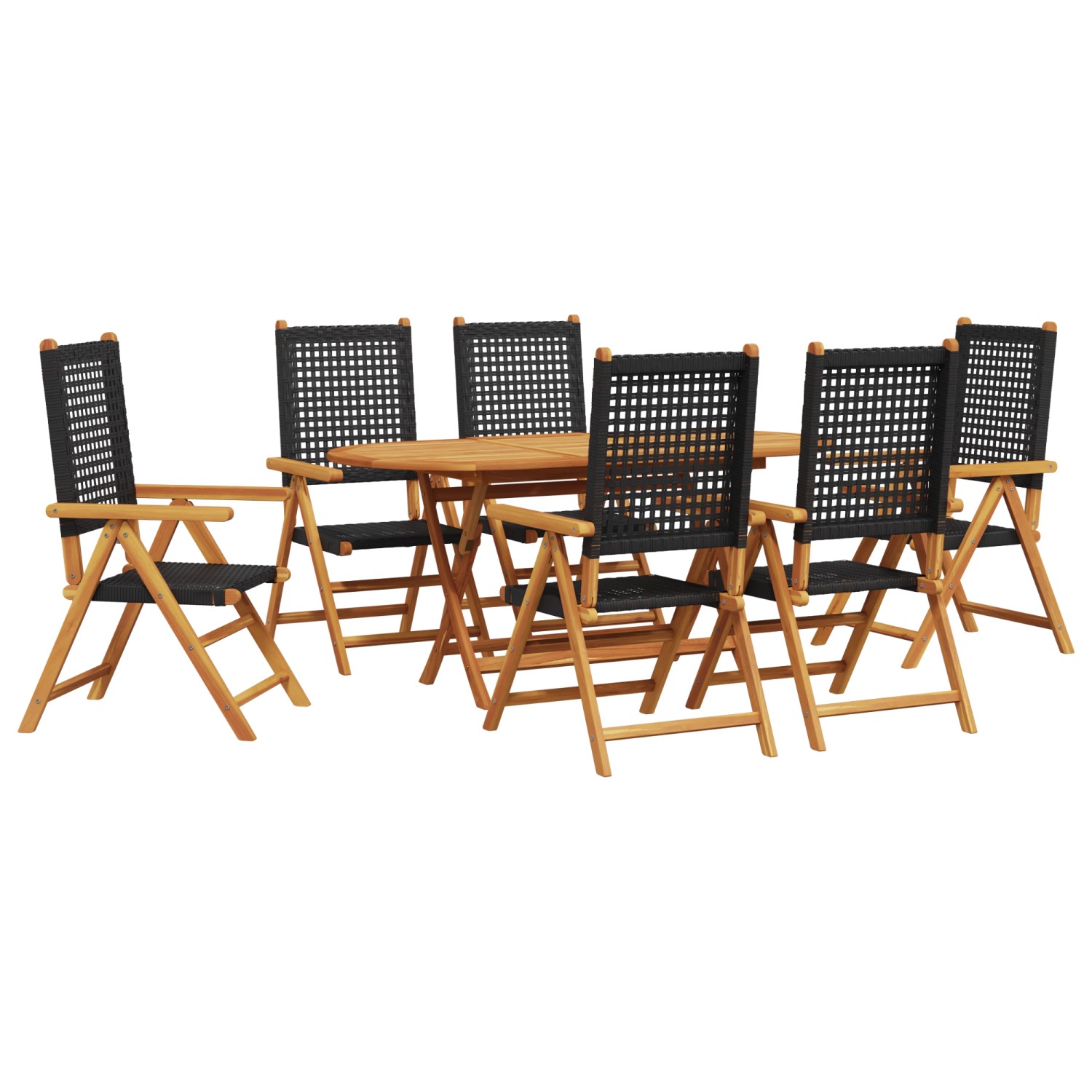 vidaXL 7-tlg Garten-Essgruppe Schwarz Massivholz Akazie & Poly Rattan 33757 günstig online kaufen