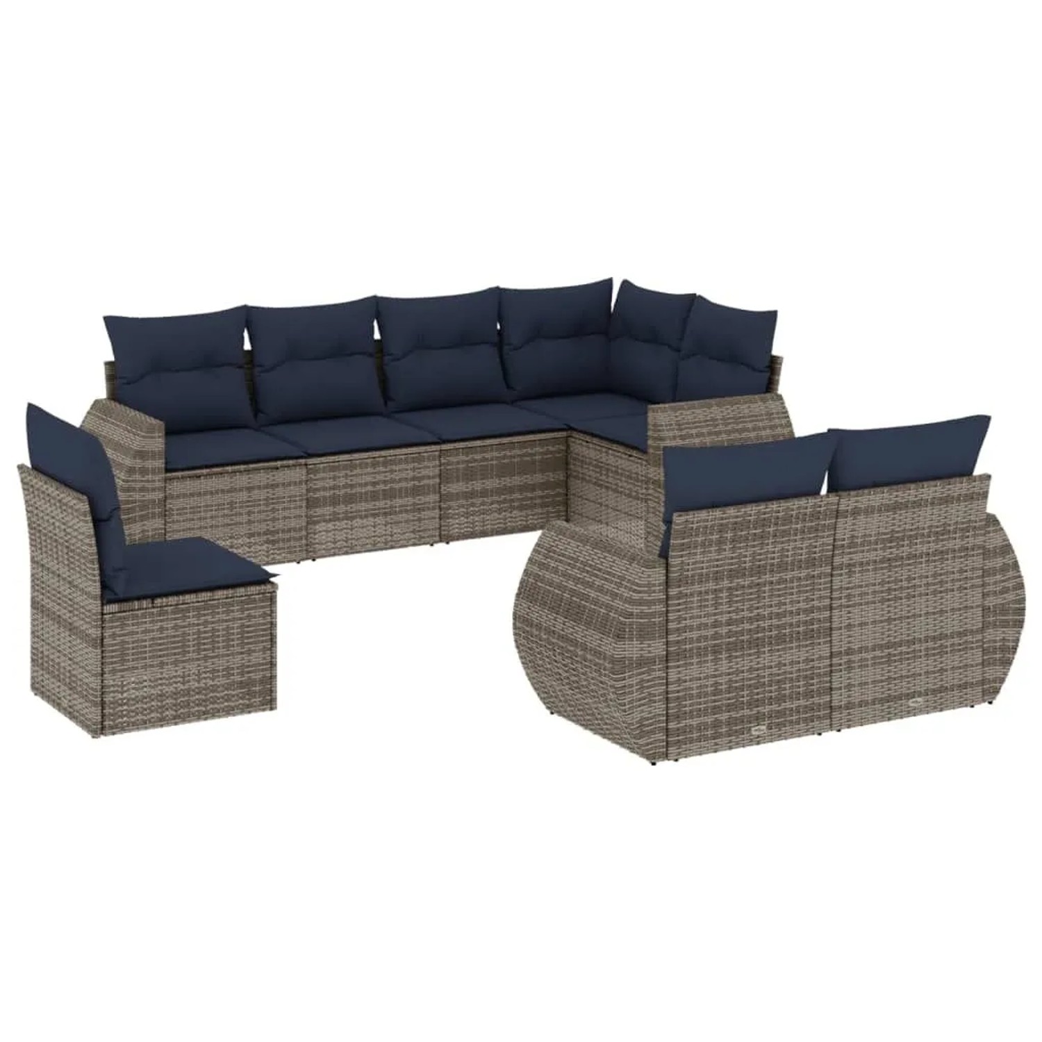 vidaXL 8-Tlg Gartensofa-Set mit Kissen Grau Polyrattan 3221640 günstig online kaufen