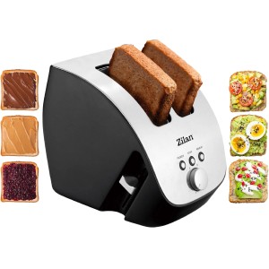 Zilan Schrägtoaster ZLN-2690 für 2 Scheiben, Edelstahl, 1000 Watt. Haushaltsgerät mit Bräunungsregler.