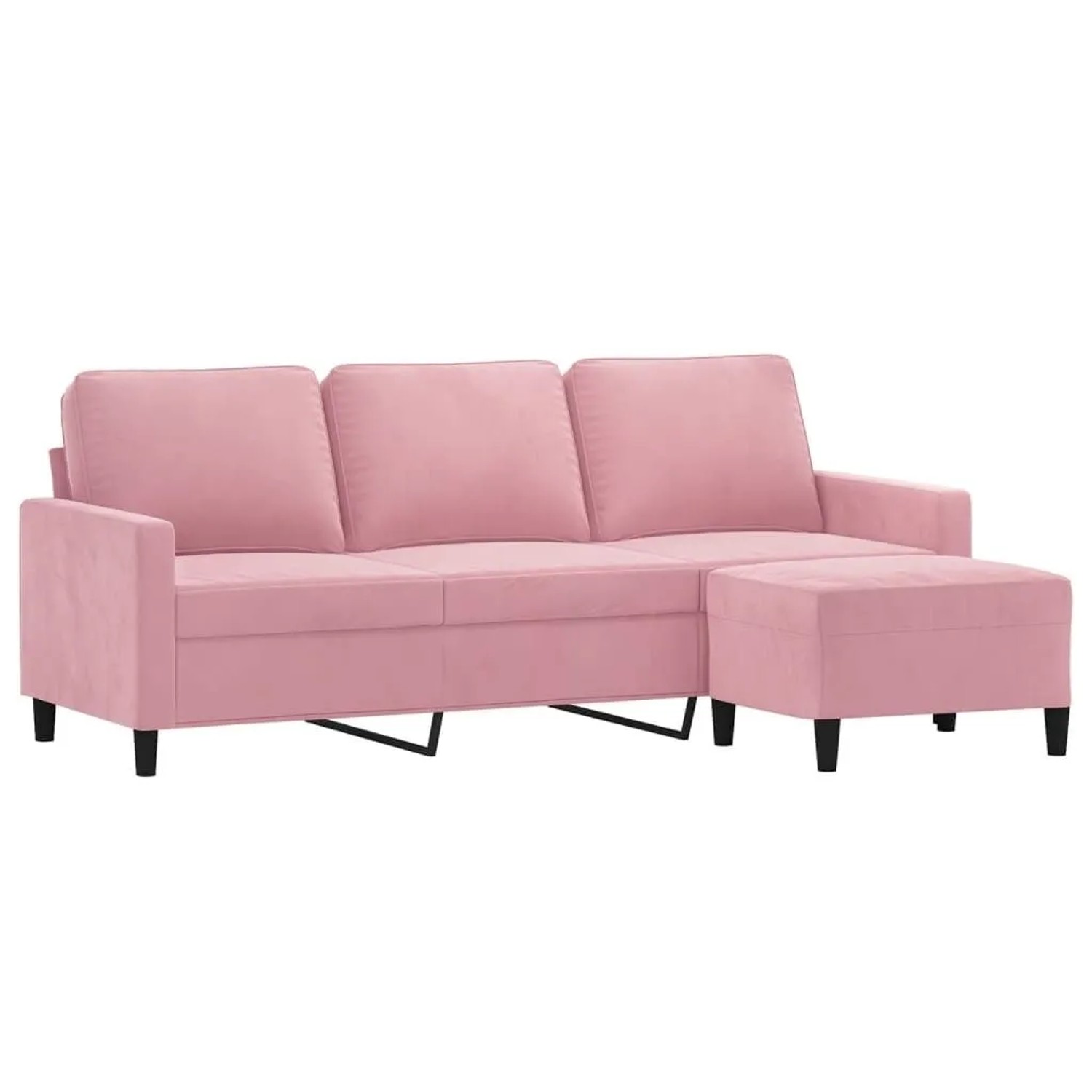 vidaXL 3-Sitzer-Sofa mit Hocker Rosa 180 cm Samt 3201058