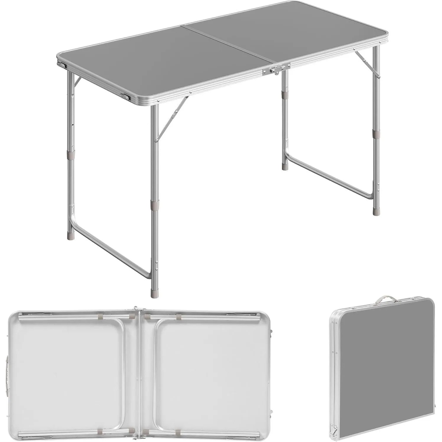 WOLTU Campingtisch Klapptisch Gartentisch Höhenverstellbar Grau