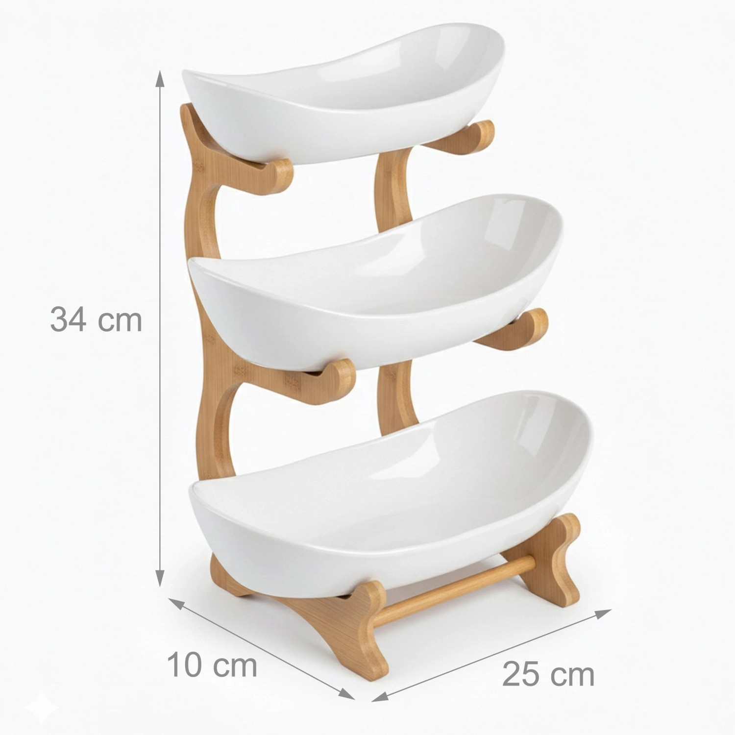 Relaxdays Obst Etagere Bambus Natur Weiß 3 Etagen 34 cm x 25 cm x 10 cm 0,8 kg_4