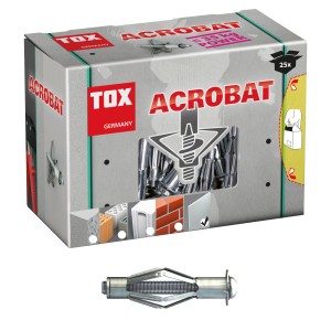TOX Metall-Hohlraumdübel Acrobat, 25 Stück, M4 x 32 mm, verzinkt, für Hohlräume.
