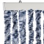 Blau-weißer Fliegenvorhang (100x200 cm) aus Chenille. Ideal als Insektenschutz für Türen.