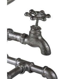 DELUKE Solar-Leuchte JENA, Detail: Wasserhahn-Design aus silber-antikem Stahl.
