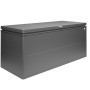Dunkelgraue Biohort LoungeBox 200 Universalbox aus Metall, regenwasserdicht, mit Schloss für Sitzkissen.