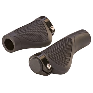 Prophete Ergo-Griffe, schwarz, mit Schraubbefestigung und Lenkerstopfen für Fahrräder.