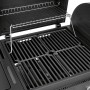 Detailaufnahme des Jamestown Kombigrill Dean mit Gas- und Holzkohlegrill, Grillrost und Warmhalterost.
