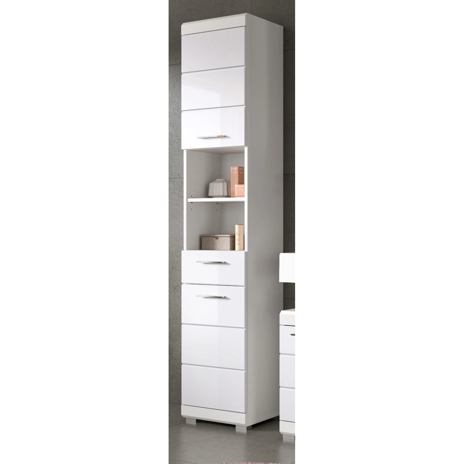 Inn.Furn Badezimmer Hochschrank in Weiß Hochglanz 37 x 191 cm Shawn günstig online kaufen