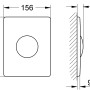 Technische Zeichnung: Grohe Skate WC-Drückerplatte aus Edelstahl, Maße 156x197mm, senkrechte Montage.