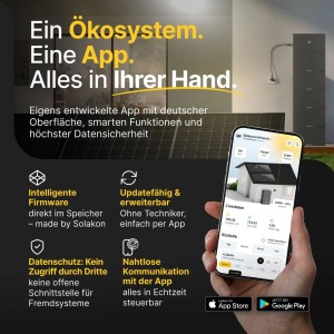 Solakon ONE Erweiterungsspeicher für Balkonkraftwerk, erweiterbar bis 12,66 kWh. App-Steuerung.