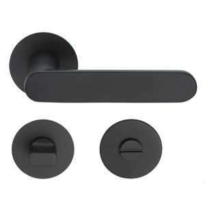 MeinTürgriff Drückergarnitur Georgetown Flachrosette Schwarz Matt Türdrücker WC