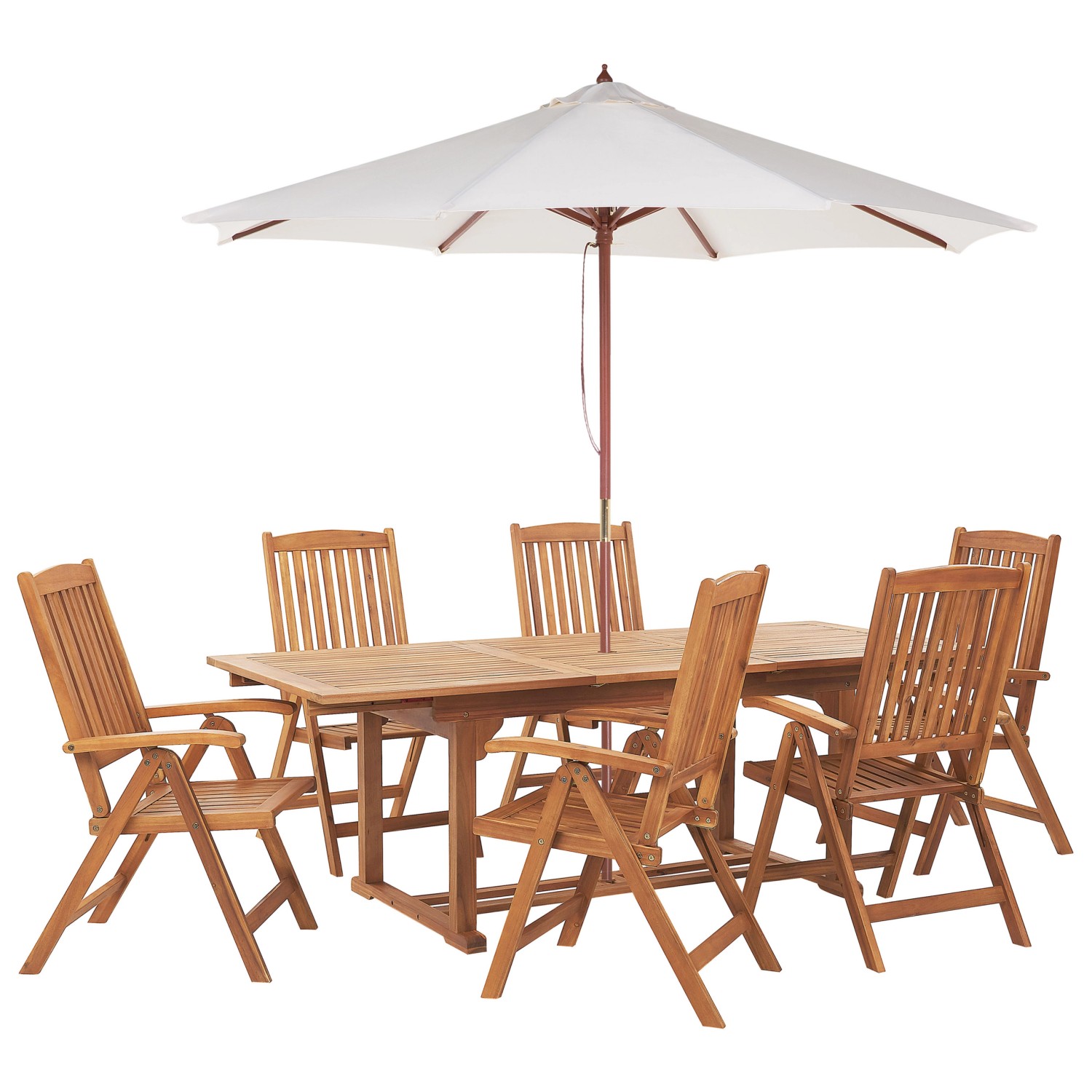 Beliani Gartentisch Set JAVA Heller Holzfarbton Beige 90x160x74 günstig online kaufen