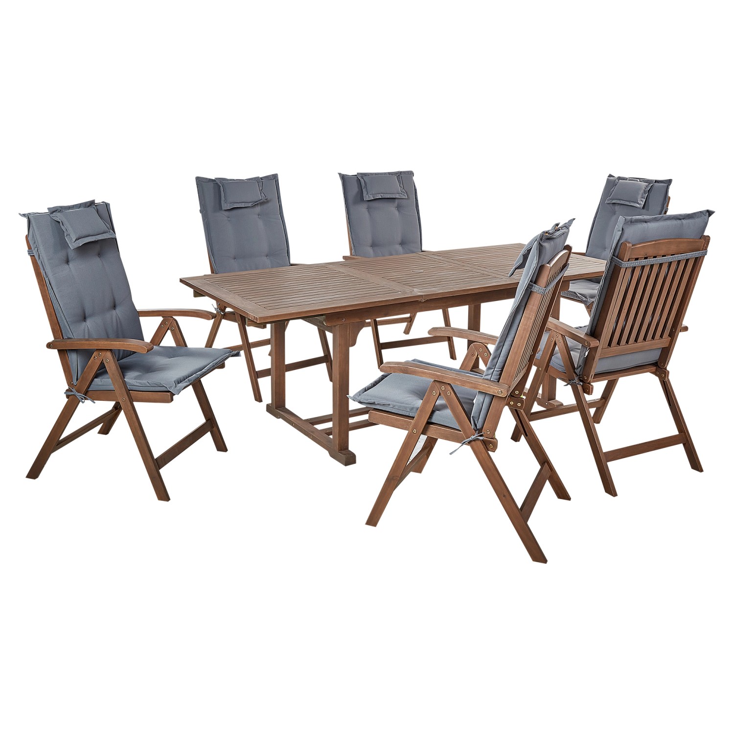 Beliani Gartentisch Set AMANTEA Dunkler Holzfarbton Grau günstig online kaufen