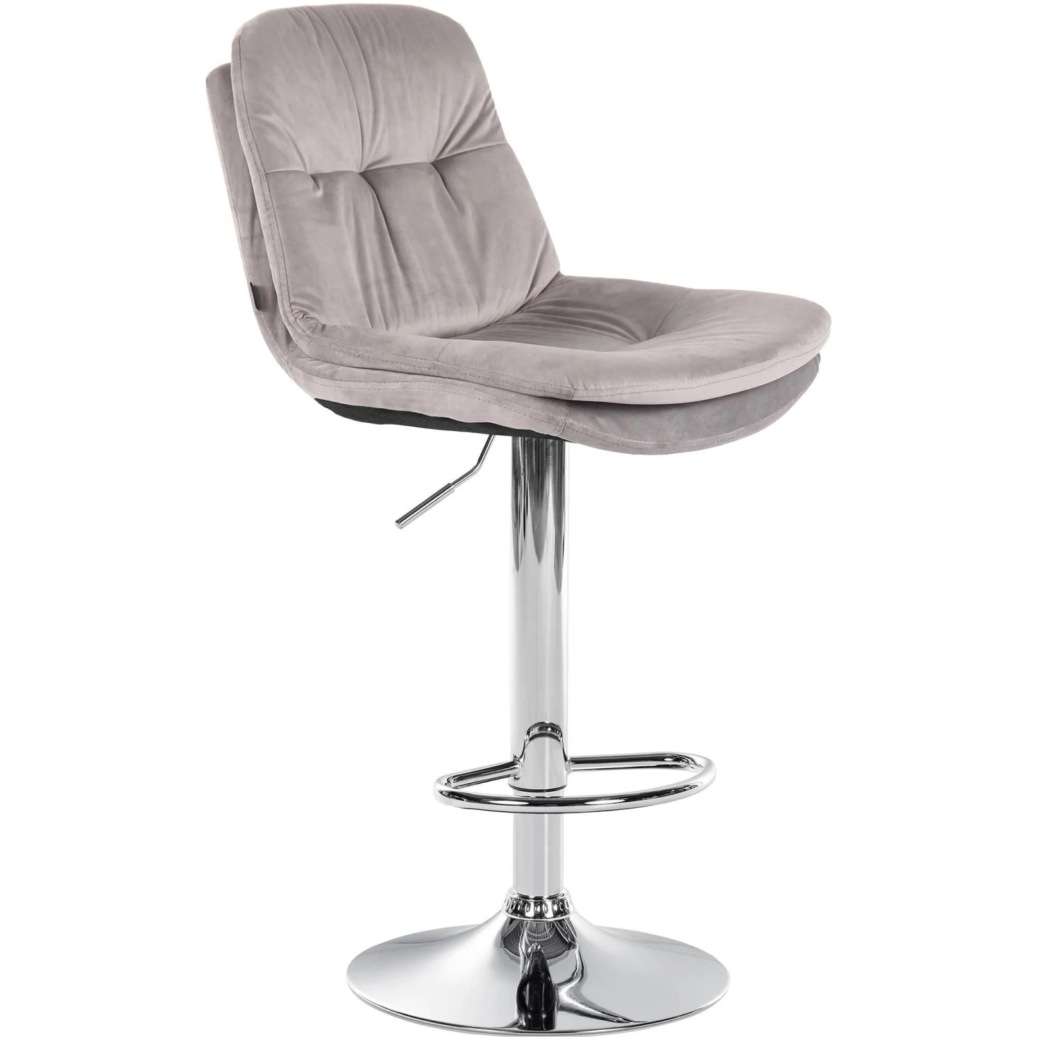 DELUKE Barhocker MITUN Samt Grau 46x54x94cm Silber Barstuhl Höhenverstellbar Mit Lehne Drehbar Tresenhocker Tresenstuhl