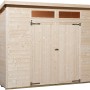 Unbehandeltes Weka Holz-Gartenhaus mit Pultdach und Doppeltür. Ideal zur Aufbewahrung im Garten.