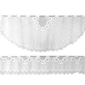 Arsvita Bistrogardinen-Set Mona, 2-teilig, weiße Scheibengardinen mit Blumenmuster und Stangendurchzug.