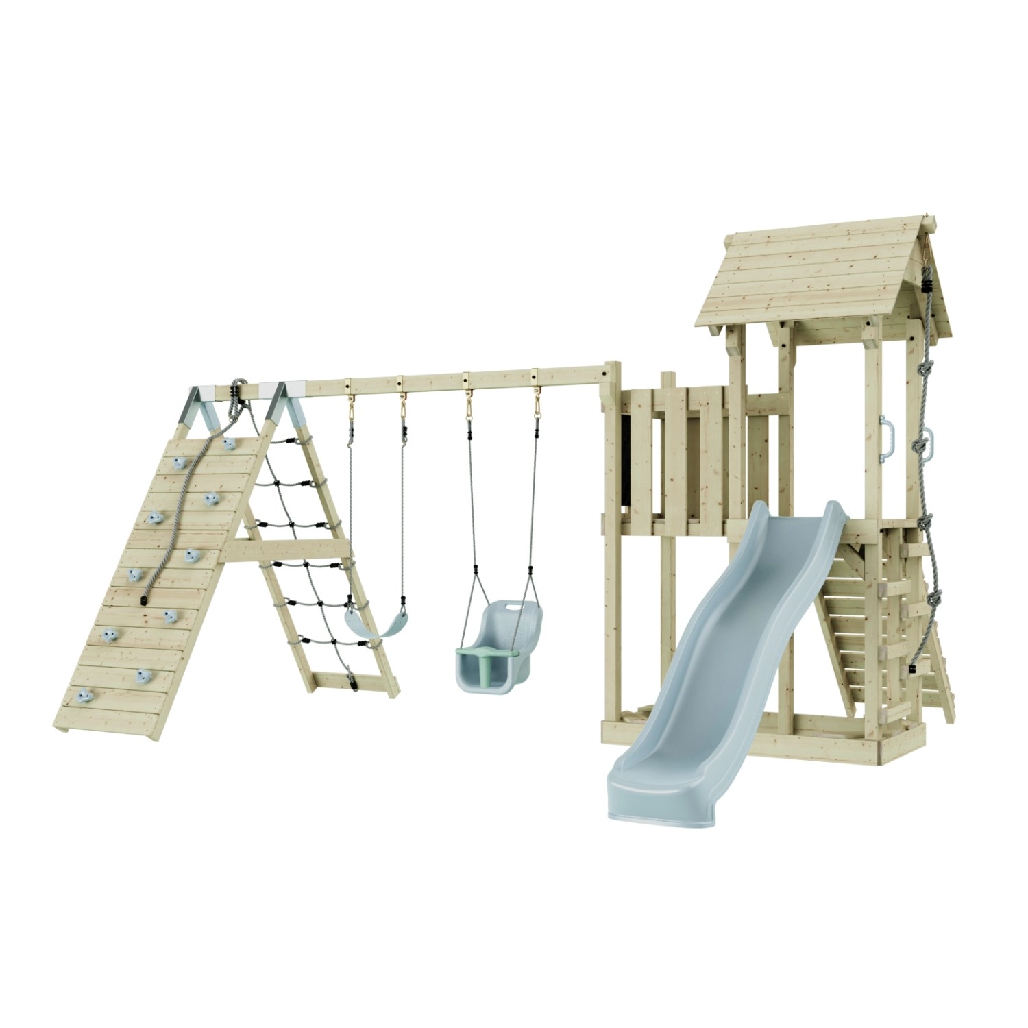 OutdoorToys Spielturm Roskilde mit Babyschaukel Eisblau