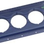 Blaue LUX Trockenbauschablone Classic mit 3 Löchern, Wasserwaage und Lineal zum Anzeichnen von Steckdosen.