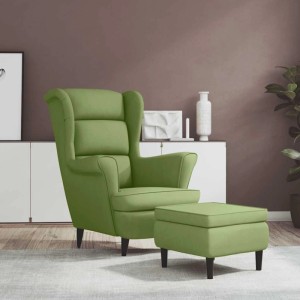 vidaXL Ohrensessel mit Hocker Hellgrün Samt 3115934