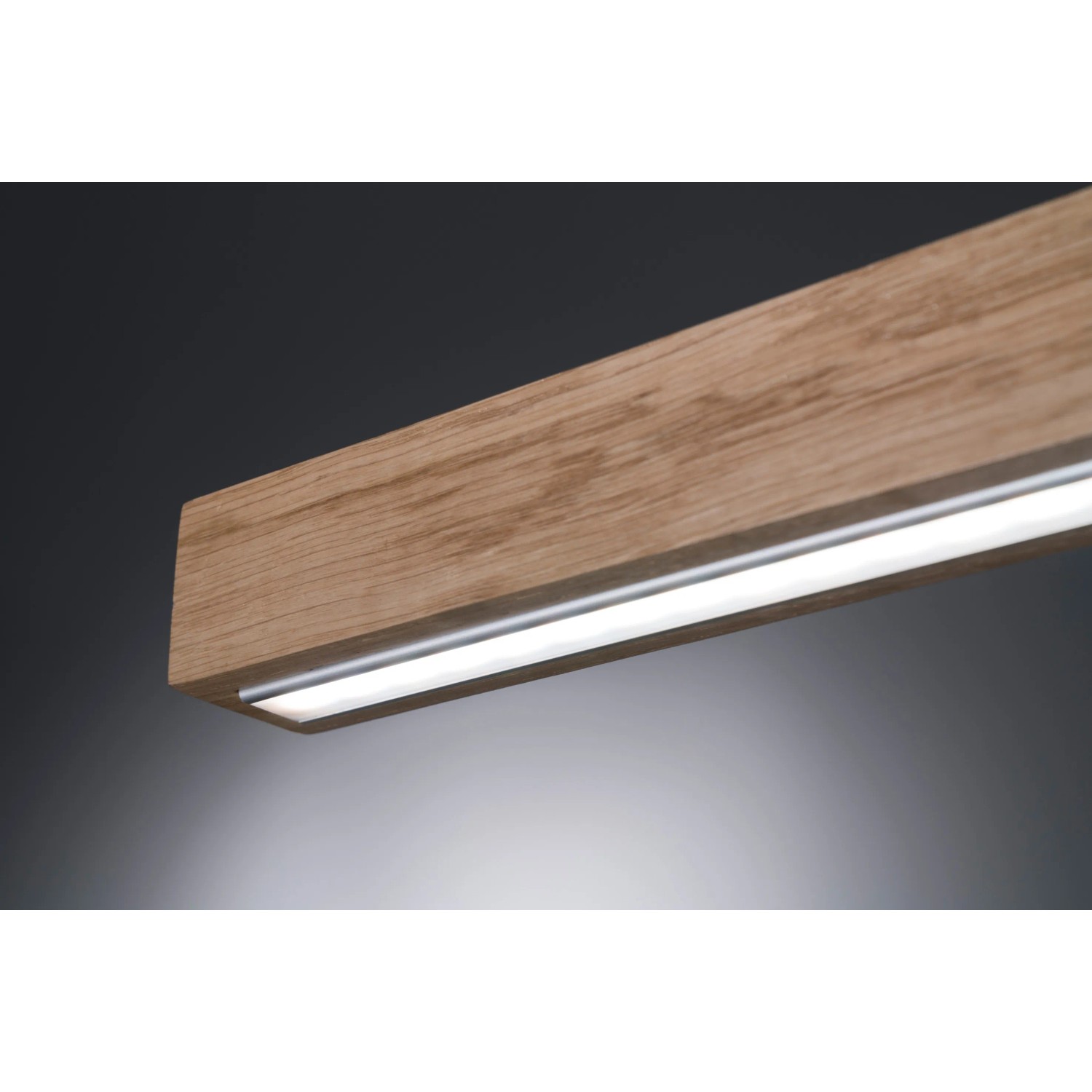 Moderne LED-Pendelleuchte Straßburg von Fischer & Honsel mit Holz-Optik und warmweißem Licht.