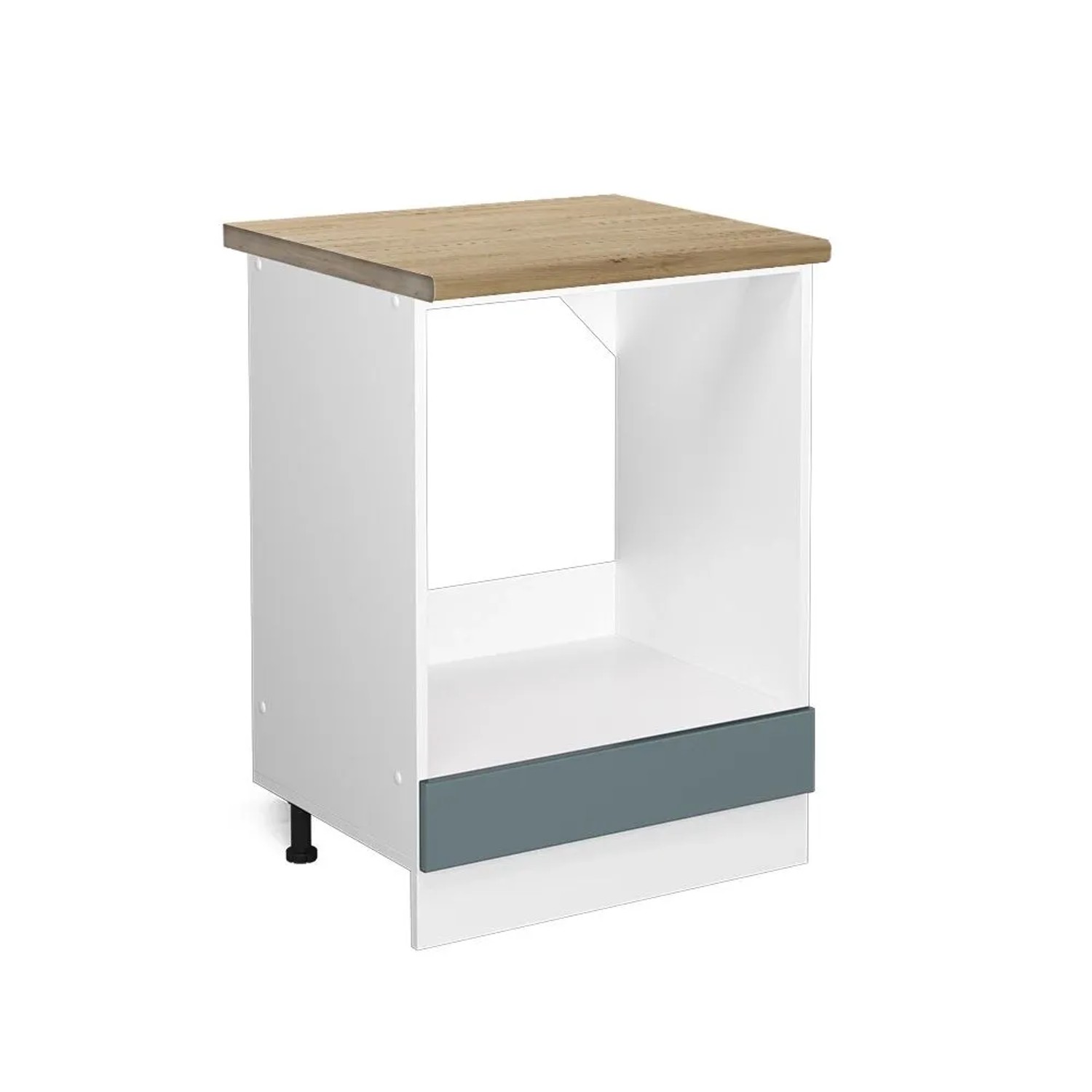 Vicco Herdumbauschrank R-Line Herdschrank Blau-Grau Weiß 60 cm AP Eiche