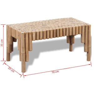 vidaXL Couchtisch aus Bambus, rechteckig, 70x35x35 cm, natürliche Optik.
