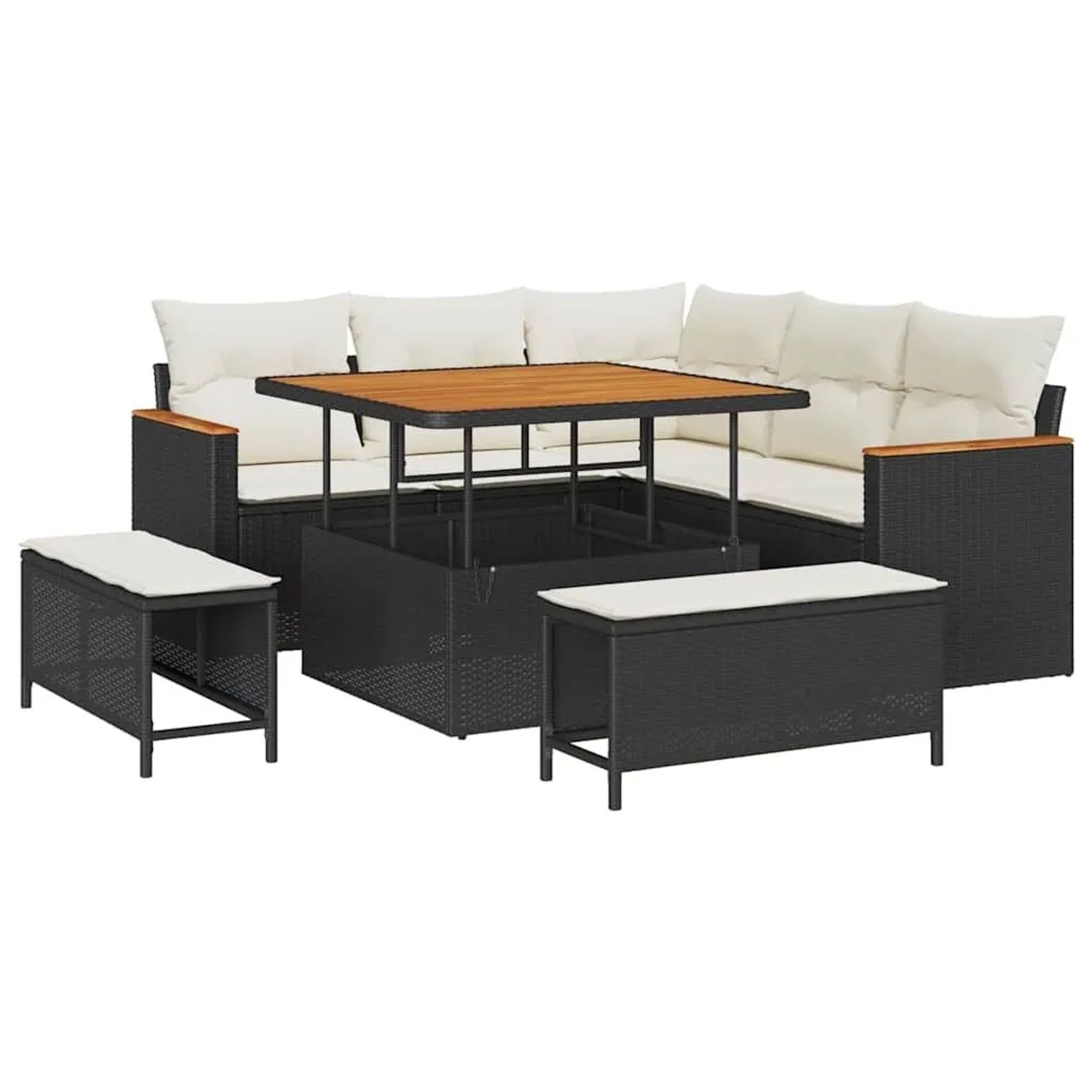 vidaXL Gartensofa-set mit Kissen 8-Tlg Schwarz Poly-Rattan 3364985 günstig online kaufen