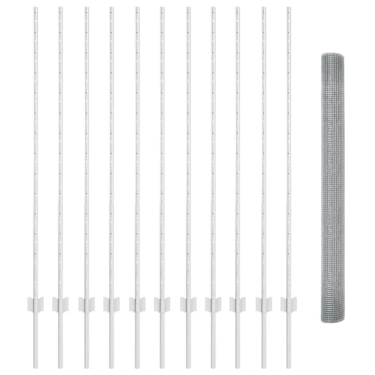 vidaXL Zaun mit Pfosten Silber 1,4 x 25 m Stahl 3336370 günstig online kaufen