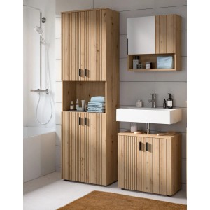 Inn.Furn Badmöbel Set in Eiche 3-teilig 135 cm Livia