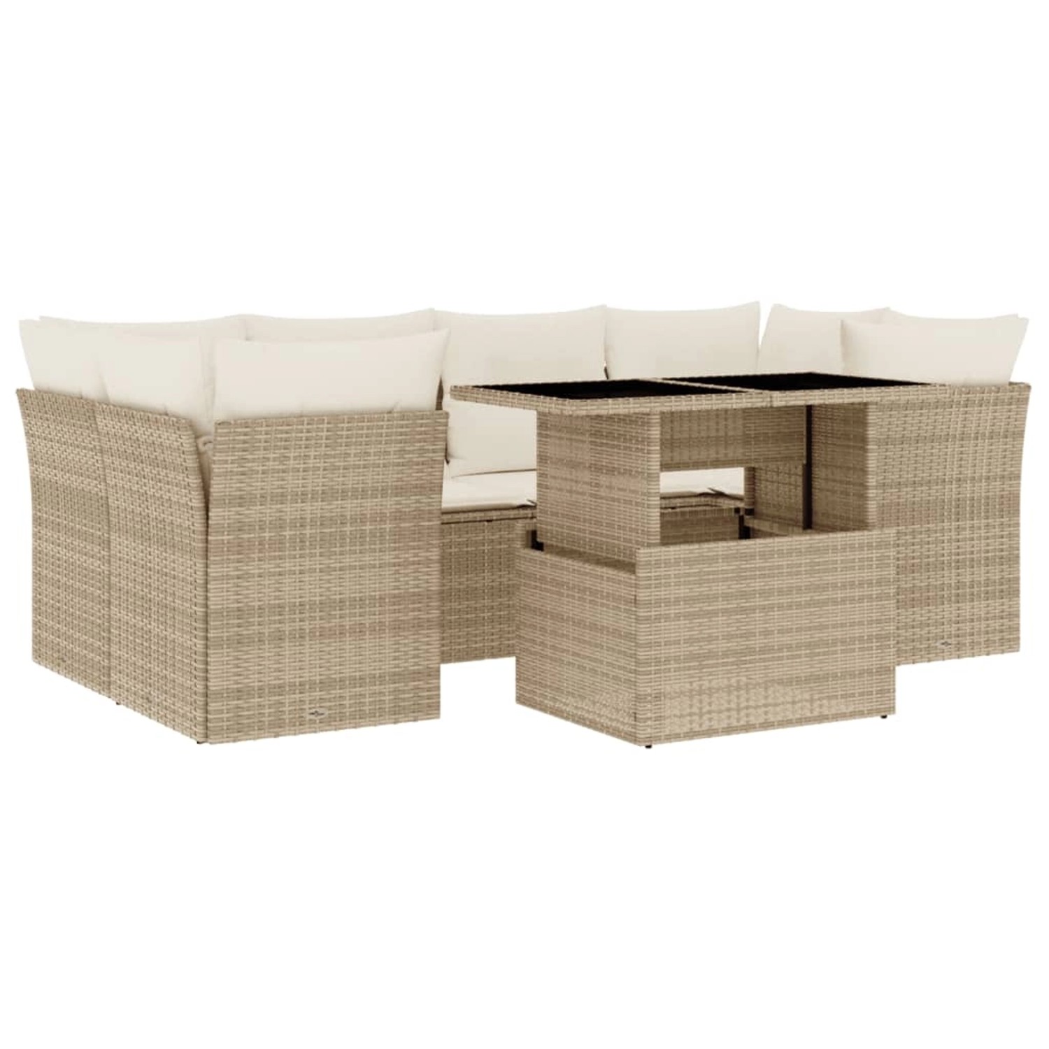 vidaXL 7-tlg Garten-Sofagarnitur mit Kissen Beige Poly Rattan Modell 399 günstig online kaufen