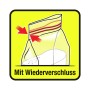 Symbol: Rasendünger mit Wiederverschluss für optimale Lagerung.