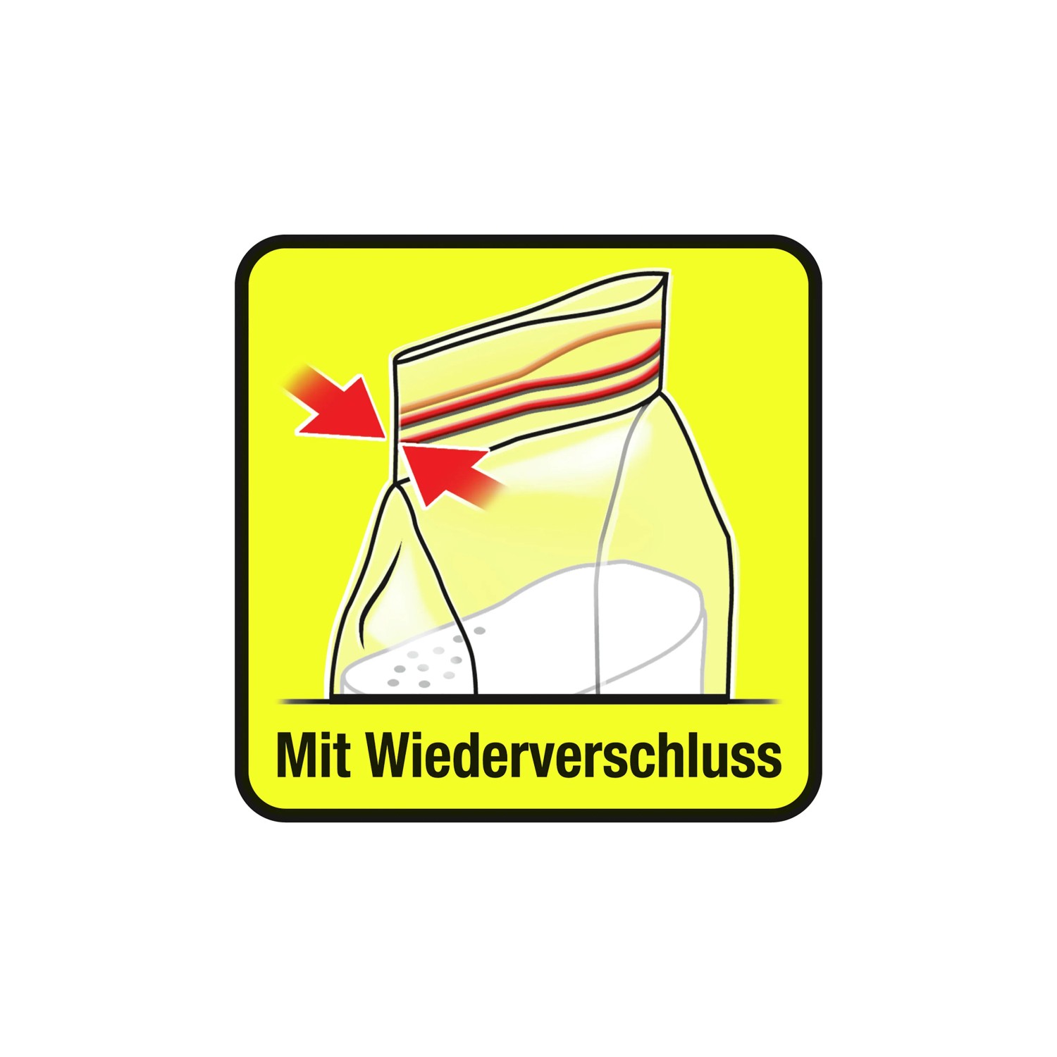 Symbol: Rasendünger mit Wiederverschluss für optimale Lagerung.