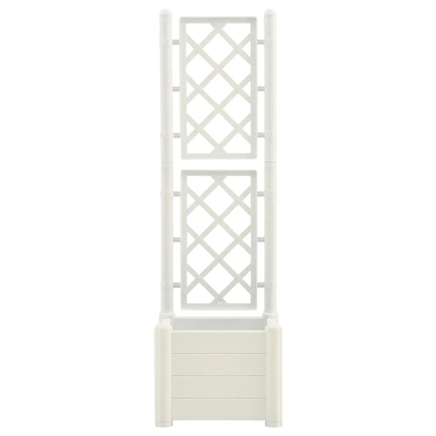 Weißer Pflanzkübel mit Spalier von vidaXL, ideal für Kletterpflanzen im Garten oder auf dem Balkon.
